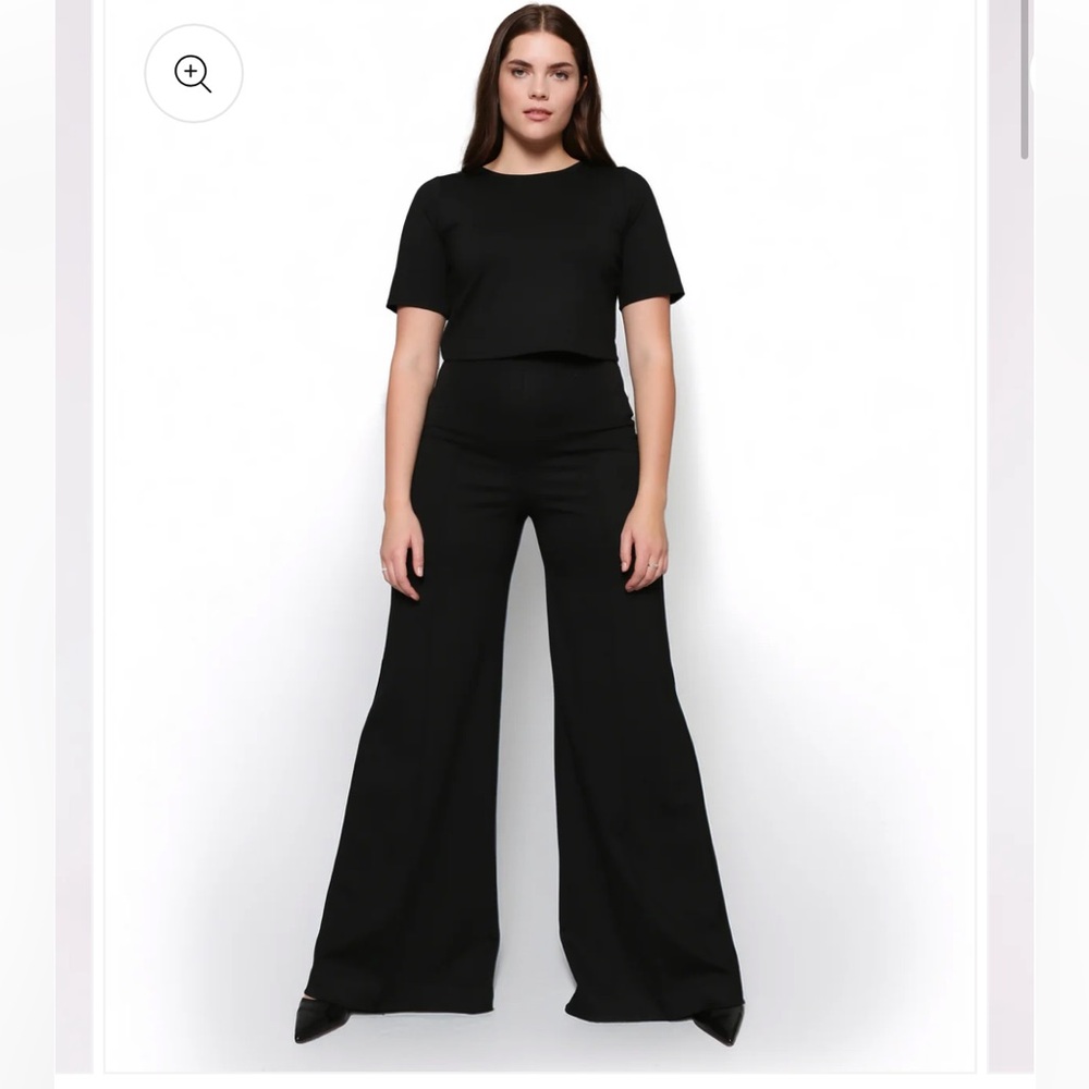 Ripley Rader Black Ponte Knit Wide Leg Pants High Waist full length Size medium